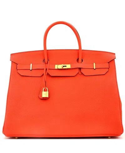 Pre-owned Pre-owned Hermes  Hermes Birkin 40 Handbag Orange Togo With Gold Hardware