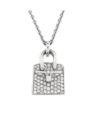 Pre-owned Pre-owned Hermes  Hermes Birkin Amulette Pendant Necklace 18k White Gold And Diamonds