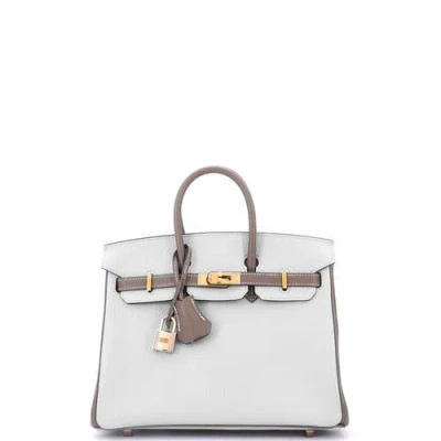 Pre-owned Hermes  Hermes Birkin Handbag Bicolor Chevre Mysore With Rose Gold Hardware 25