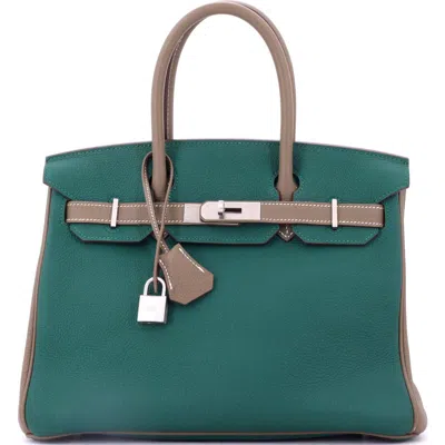 Pre-owned Hermes  Hermes Birkin Handbag Bicolor Togo With Brushed Palladium Hardware 30 In Green