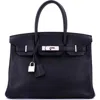 Pre-owned Hermes  Hermes Birkin Handbag Black Clemence With Palladium Hardware 30 In Black