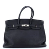 Pre-owned Hermes  Hermes Birkin Handbag Black Clemence With Palladium Hardware 35 In Black