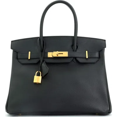 Pre-owned Hermes  Hermes Birkin Handbag Black Epsom With Gold Hardware 30