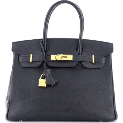 Pre-owned Hermes  Hermes Birkin Handbag Black Epsom With Gold Hardware 30