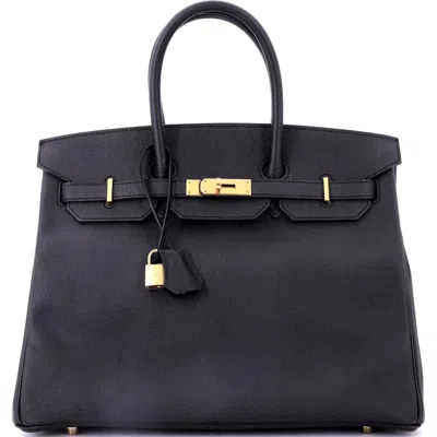 Pre-owned Hermes  Hermes Birkin Handbag Black Epsom With Gold Hardware 35