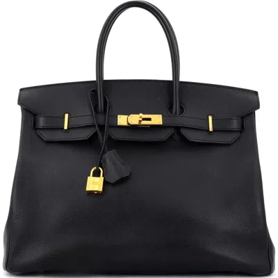 Pre-owned Hermes  Hermes Birkin Handbag Black Epsom With Gold Hardware 35