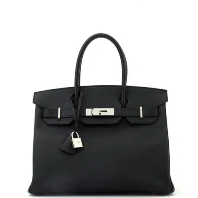 Pre-owned Hermes  Hermes Birkin Handbag Black Epsom With Palladium Hardware 30