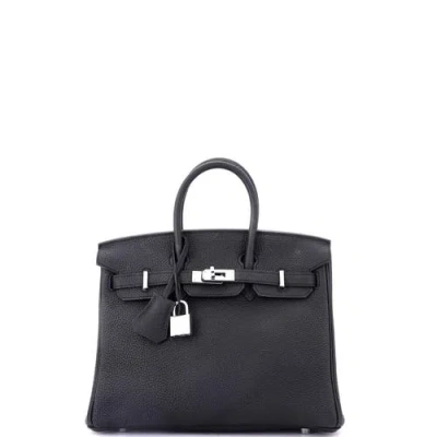 Pre-owned Hermes  Hermes Birkin Handbag Black Togo With Palladium Hardware 25