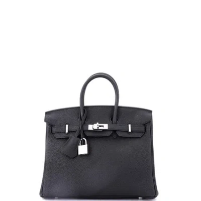 Pre-owned Hermes  Hermes Birkin Handbag Black Togo With Palladium Hardware 25