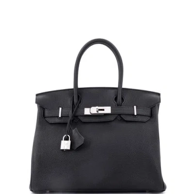 Pre-owned Hermes  Hermes Birkin Handbag Black Togo With Palladium Hardware 30