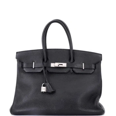 Pre-owned Hermes  Hermes Birkin Handbag Black Togo With Palladium Hardware 35