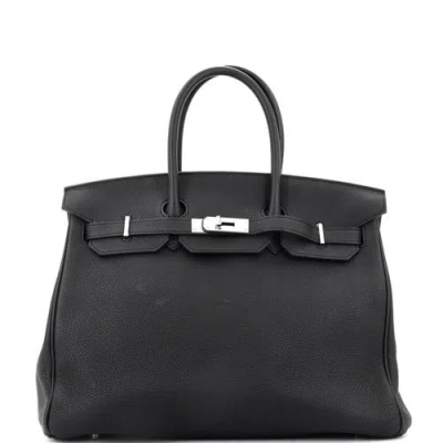 Pre-owned Hermes  Hermes Birkin Handbag Black Togo With Palladium Hardware 35