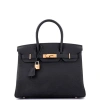 Pre-owned Hermes  Hermes Birkin Handbag Black Togo With Rose Gold Hardware 30 In Black