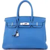 Pre-owned Hermes  Hermes Birkin Handbag Blue Clemence With Palladium Hardware 30 In Blue