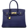 Pre-owned Hermes  Hermes Birkin Handbag Blue Epsom With Gold Hardware 30
