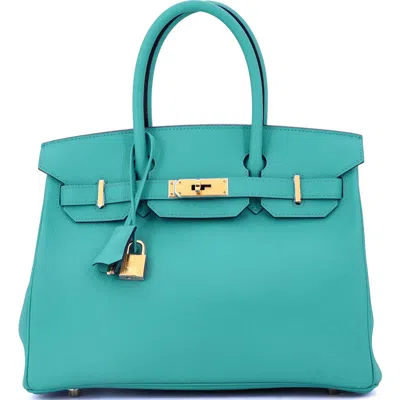 Pre-owned Hermes  Hermes Birkin Handbag Blue Epsom With Gold Hardware 30