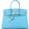 Pre-owned Hermes  Hermes Birkin Handbag Blue Epsom With Gold Hardware 30 In Blue