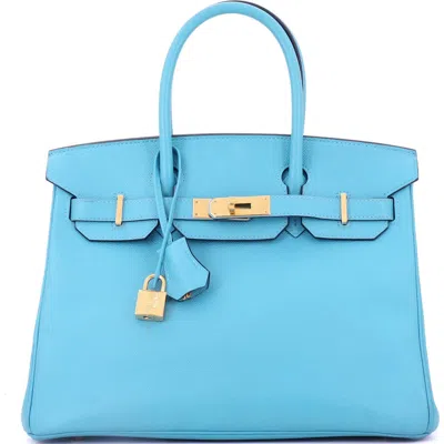 Pre-owned Hermes  Hermes Birkin Handbag Blue Epsom With Gold Hardware 30