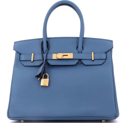 Pre-owned Hermes  Hermes Birkin Handbag Blue Epsom With Gold Hardware 30