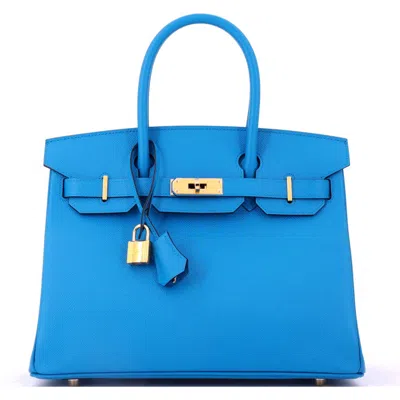 Pre-owned Hermes  Hermes Birkin Handbag Blue Epsom With Gold Hardware 30