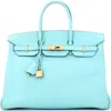 Pre-owned Hermes  Hermes Birkin Handbag Blue Epsom With Gold Hardware 35 In Blue