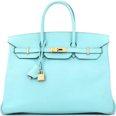 Pre-owned Hermes  Hermes Birkin Handbag Blue Epsom With Gold Hardware 35