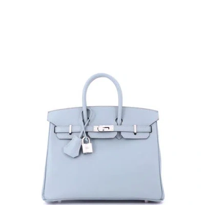 Pre-owned Hermes  Hermes Birkin Handbag Blue Epsom With Palladium Hardware 25