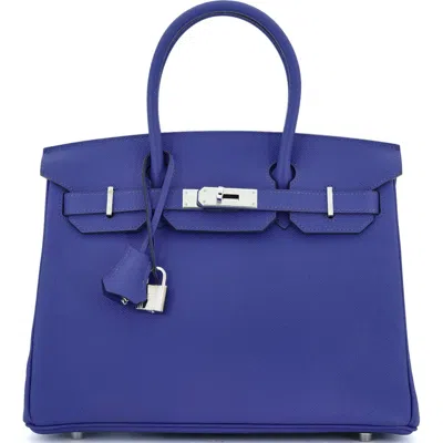 Pre-owned Hermes  Hermes Birkin Handbag Blue Epsom With Palladium Hardware 30