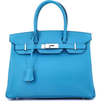 Pre-owned Hermes  Hermes Birkin Handbag Blue Epsom With Palladium Hardware 30