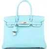 Pre-owned Hermes  Hermes Birkin Handbag Blue Epsom With Palladium Hardware 30 In Blue