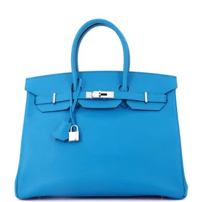 Pre-owned Hermes  Hermes Birkin Handbag Blue Epsom With Palladium Hardware 35