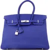 Pre-owned Hermes  Hermes Birkin Handbag Blue Epsom With Palladium Hardware 35 In Purple