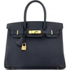 Pre-owned Hermes  Hermes Birkin Handbag Blue Epsom With Rose Gold Hardware 30 In Blue