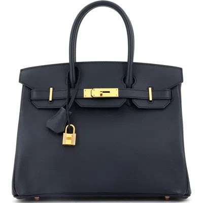 Pre-owned Hermes  Hermes Birkin Handbag Blue Epsom With Rose Gold Hardware 30