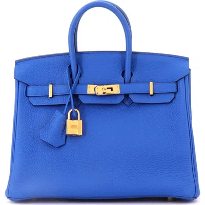 Pre-owned Hermes  Hermes Birkin Handbag Blue Togo With Gold Hardware 25