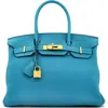 Pre-owned Hermes  Hermes Birkin Handbag Blue Togo With Gold Hardware 30 In Blue