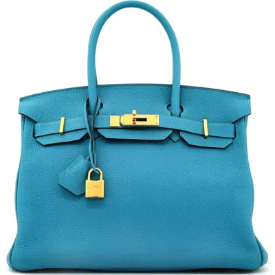 Pre-owned Hermes  Hermes Birkin Handbag Blue Togo With Gold Hardware 30