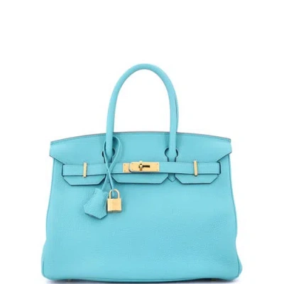 Pre-owned Hermes  Hermes Birkin Handbag Blue Togo With Gold Hardware 30