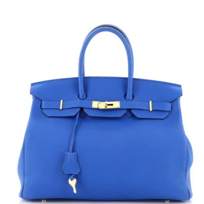 Pre-owned Hermes  Hermes Birkin Handbag Blue Togo With Gold Hardware 35