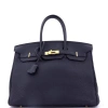 Pre-owned Hermes  Hermes Birkin Handbag Blue Togo With Gold Hardware 35 In Blue
