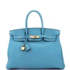 Pre-owned Hermes  Hermes Birkin Handbag Blue Togo With Gold Hardware 35 In Blue