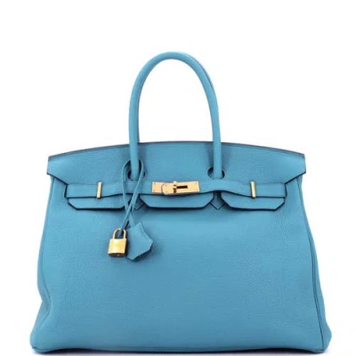 Pre-owned Hermes  Hermes Birkin Handbag Blue Togo With Gold Hardware 35
