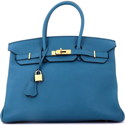 Pre-owned Hermes  Hermes Birkin Handbag Blue Togo With Gold Hardware 35 In Pattern