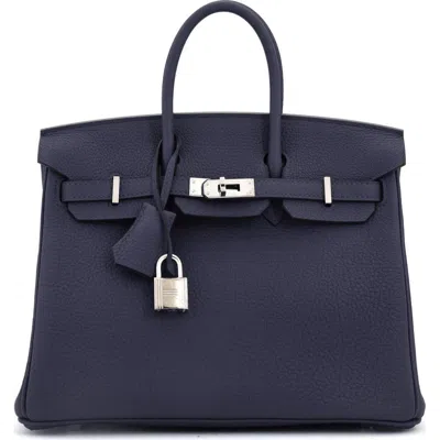 Pre-owned Hermes  Hermes Birkin Handbag Blue Togo With Palladium Hardware 25