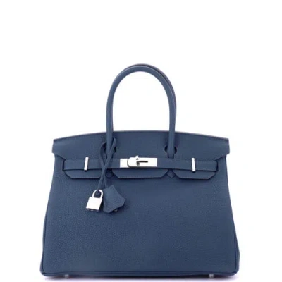 Pre-owned Hermes  Hermes Birkin Handbag Blue Togo With Palladium Hardware 30