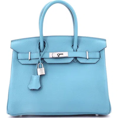 Pre-owned Hermes  Hermes Birkin Handbag Blue Togo With Palladium Hardware 30