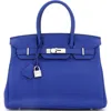 Pre-owned Hermes  Hermes Birkin Handbag Blue Swift With Palladium Hardware 30