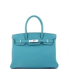 Pre-owned Hermes  Hermes Birkin Handbag Blue Togo With Palladium Hardware 30 In Blue