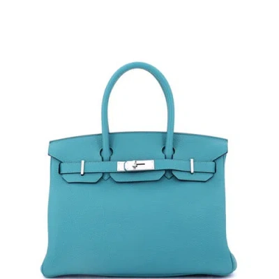 Pre-owned Hermes  Hermes Birkin Handbag Blue Togo With Palladium Hardware 30