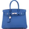 Pre-owned Hermes  Hermes Birkin Handbag Blue Togo With Palladium Hardware 30 In Blue
